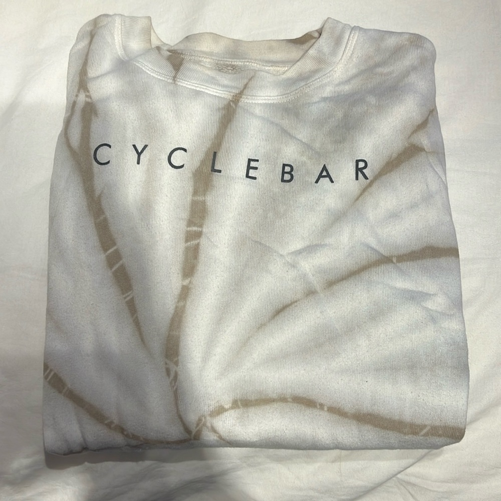 Cyclebar Tie-Dye Crew Neck Sweater - White and Tan